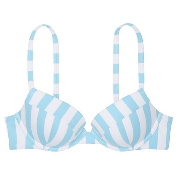 Victorias Secret Swim Sexy Tee Push up Padded Bikini top Aqua cabana stripe - Picture 3 of 5